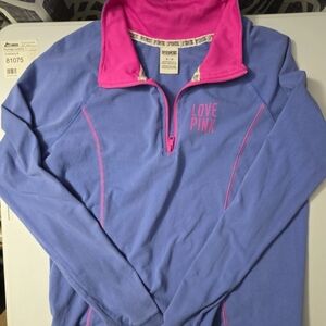 Victoria's Secret Pink and Blue Quarter-Zip Pullover